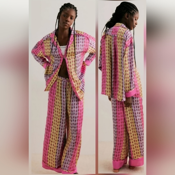 Free People Other - Free People Dreamy Days Pajama Set In Frenzy Combo Womens Large